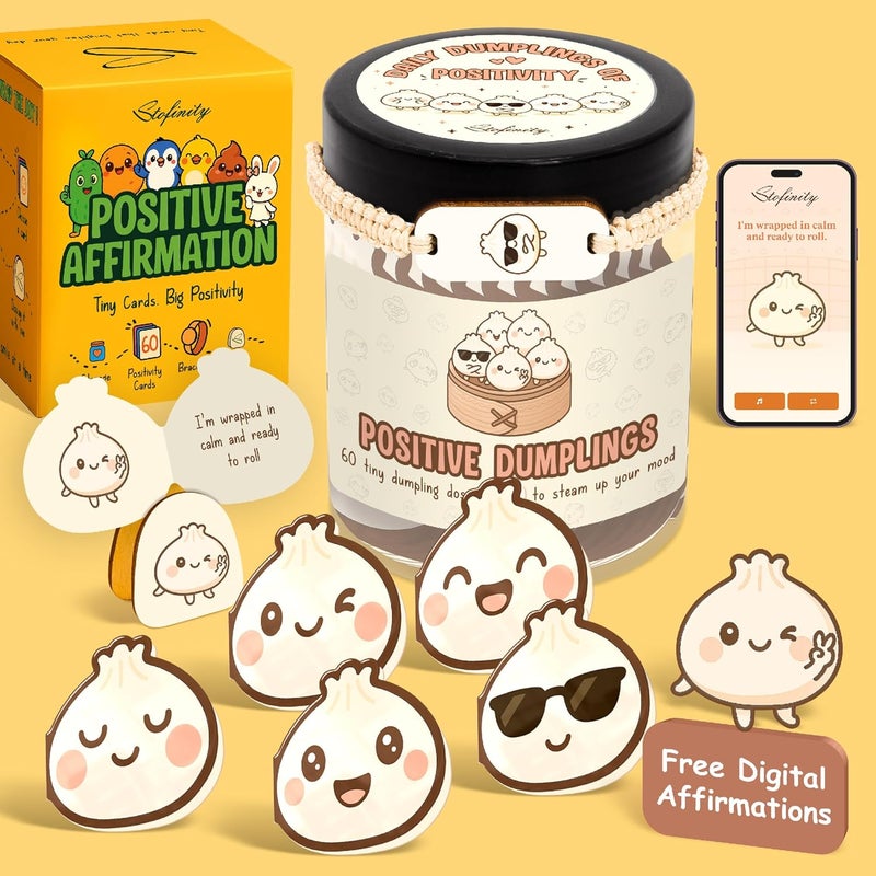 STOFINITY Emotional Support Dumplings Cards - Positive Affirmation Jar with 60 Uplifting Notes, Funny Christmas Gifts for Teen Girls, Women, Teacher, Tween, Birthday Gifts for Teen Girls Trendy Stuff - Image 1